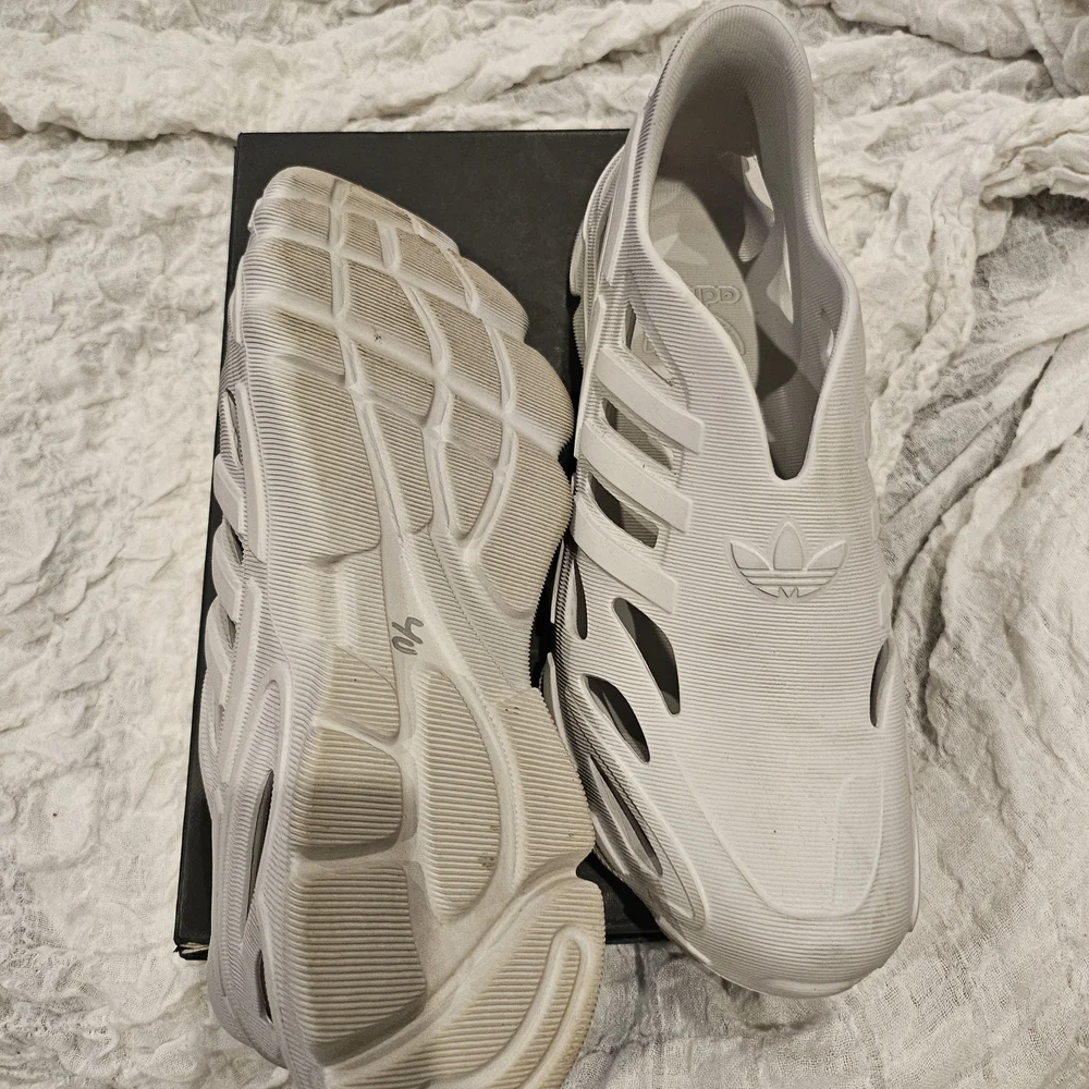 Adidas White Cut-Out Slip-On Shoes